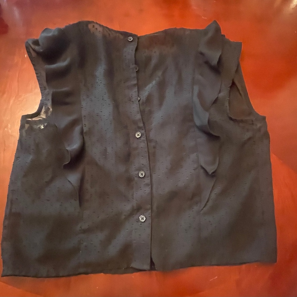 Express Black Mesh Ruffle Blouse - Picture 4 of 4
